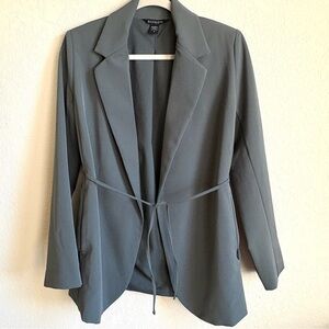 Athleta Women's Sage Green Blazer with Elegant Cinch Waist and Tie, Sz. 0